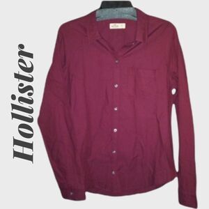 Hollister Red Long Sleeve Button Down Shirt